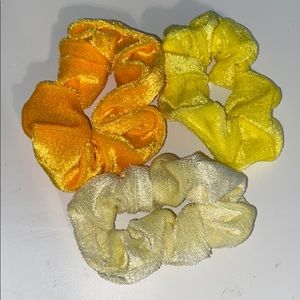 3 Yellow / Orange Velvet Scrunchies